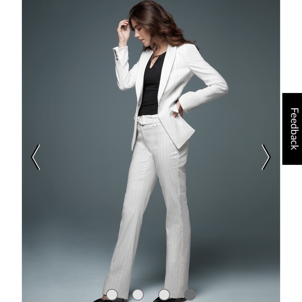 WHBM White and Dark Gray Thin Pin Stripe Blazer